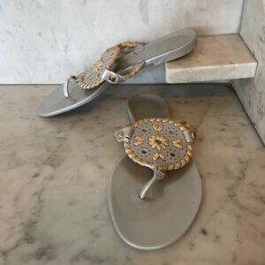 JACK ROGERS  Georgica Jelly Flat Thong Sandals Silver Gray Girls 3